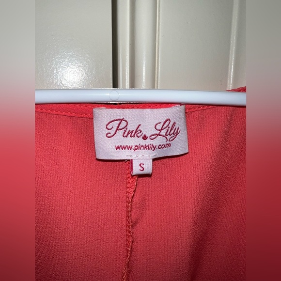 Pink Lily Coral Ruffle Sleeve Top - Picture 5 of 5